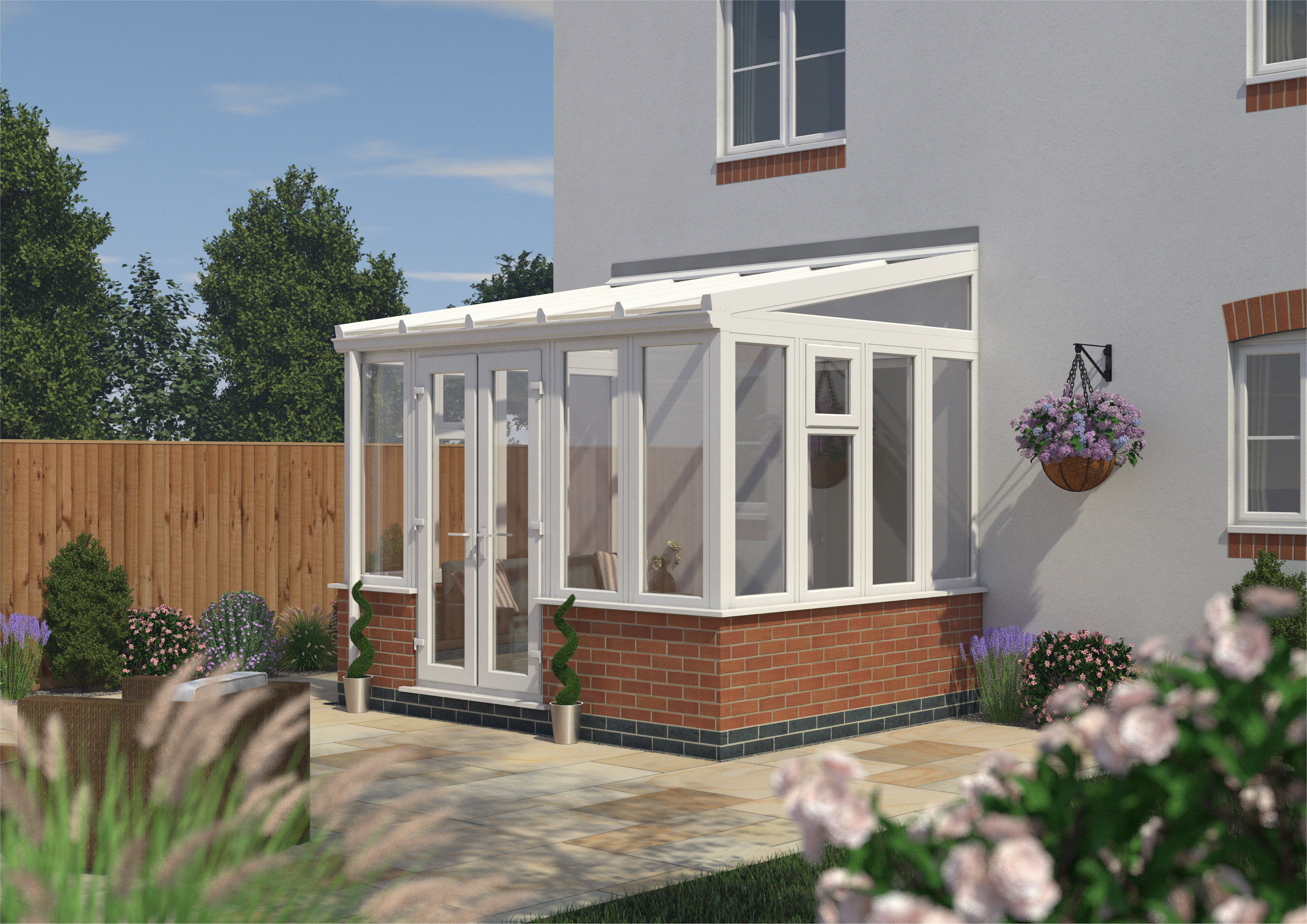 Image of Euramax Lean To Conservatory Dwarf Wall - White - 10 ft x 8ft