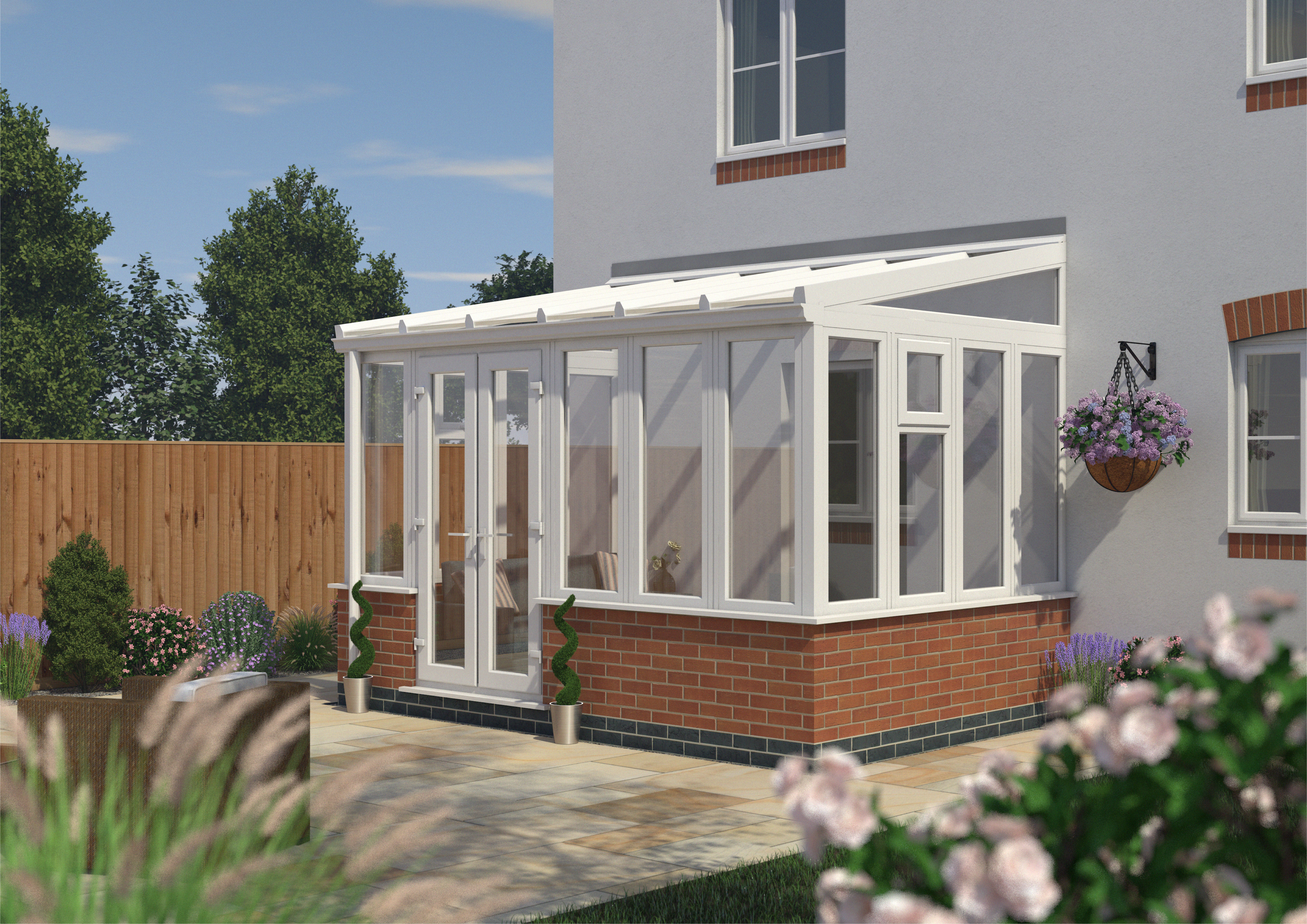 Image of Euramax Lean To Conservatory Dwarf Wall - White - 12 ft x 8ft