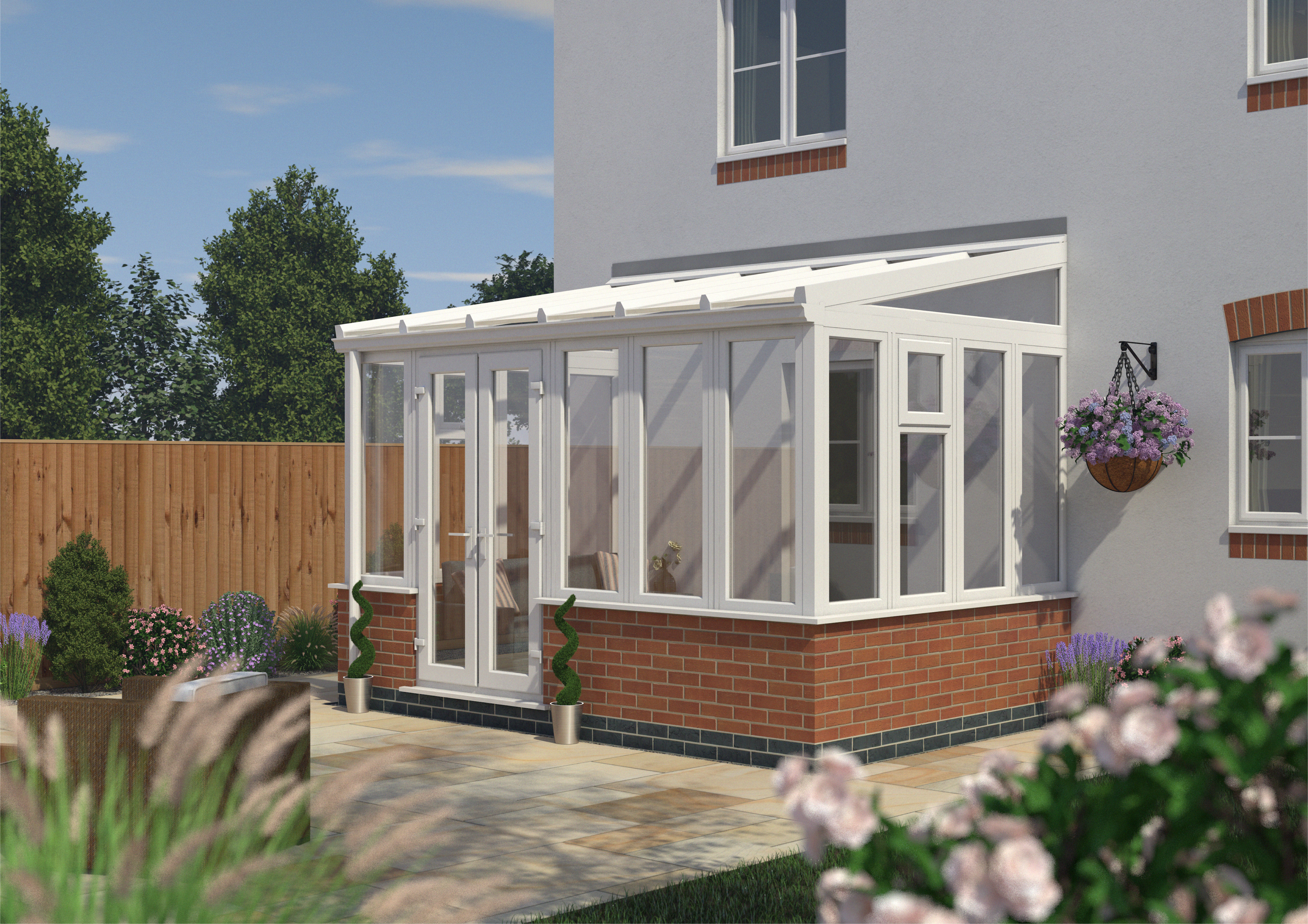 Euramax Lean To Conservatory Dwarf Wall - White - 12 ft x 8ft
