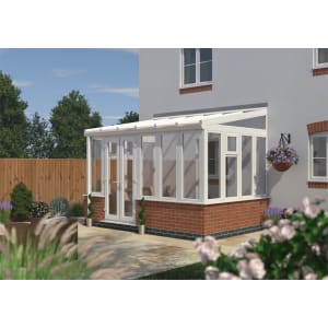 Image of Euramax Lean To Conservatory Dwarf Wall - White - 12 ft x 8ft