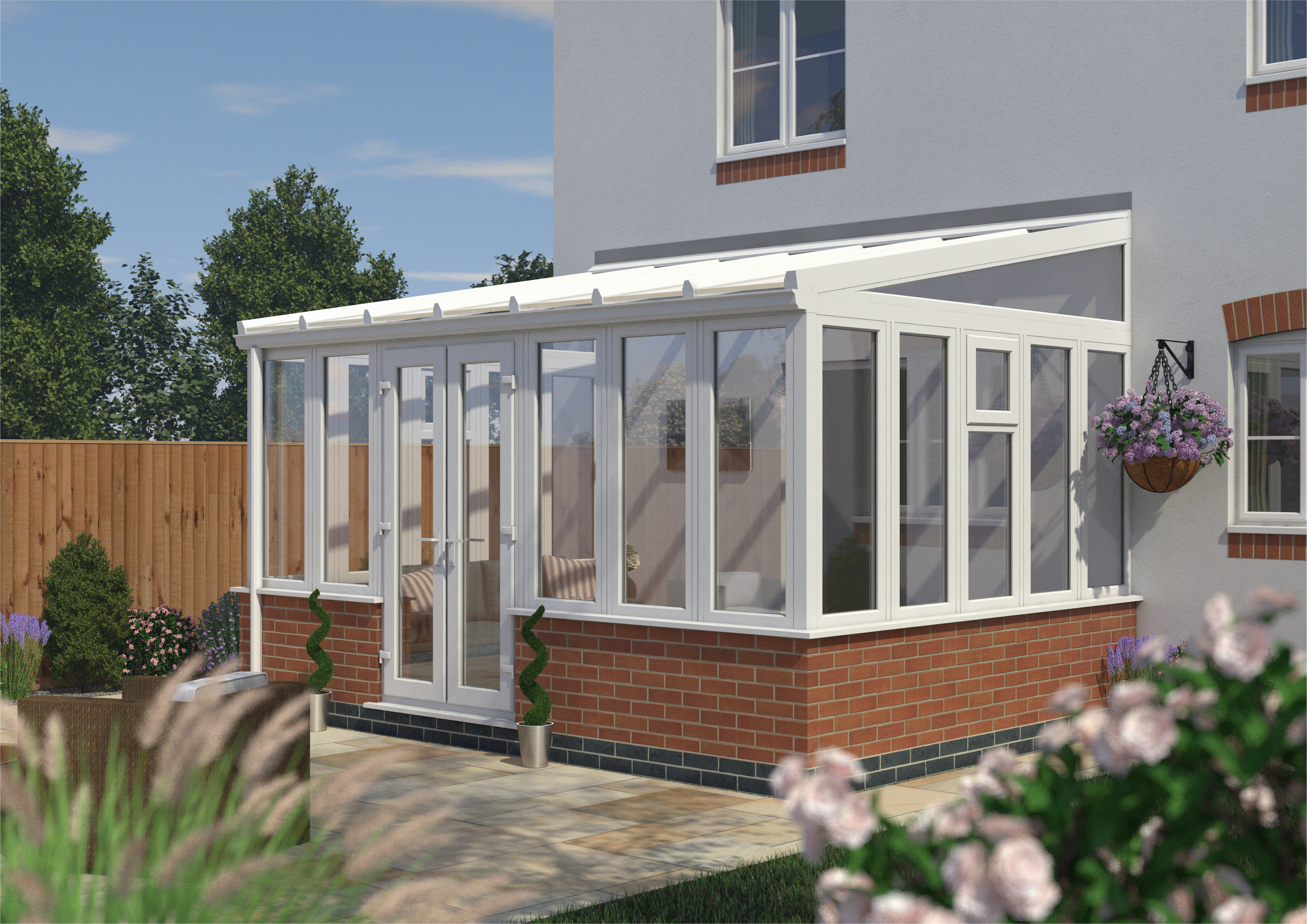 Image of Euramax Lean To Conservatory Dwarf Wall - White - 14 ft x 10ft