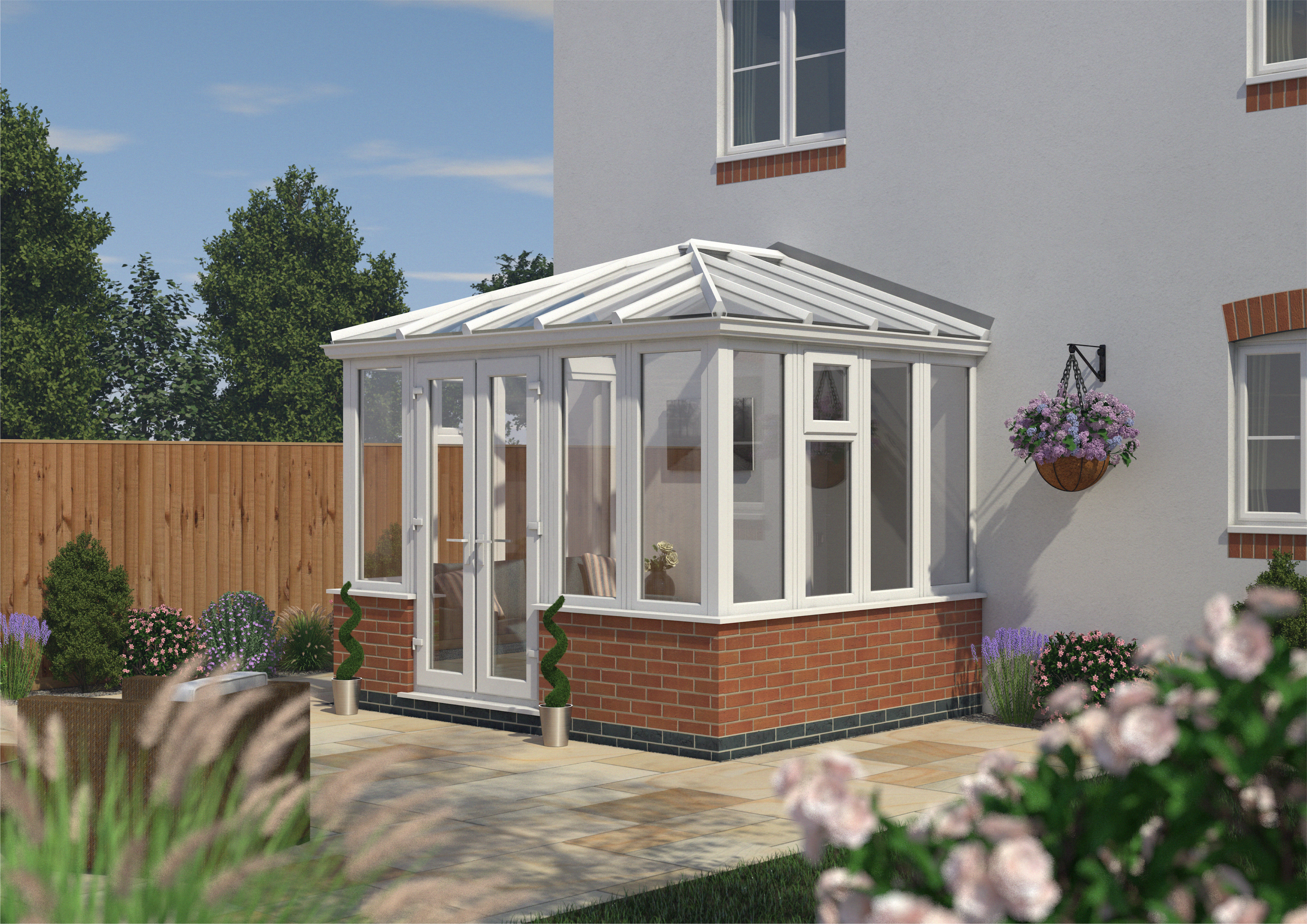 Image of Euramax Edwardian Conservatory Dwarf Wall - White - 10 ft x 8ft
