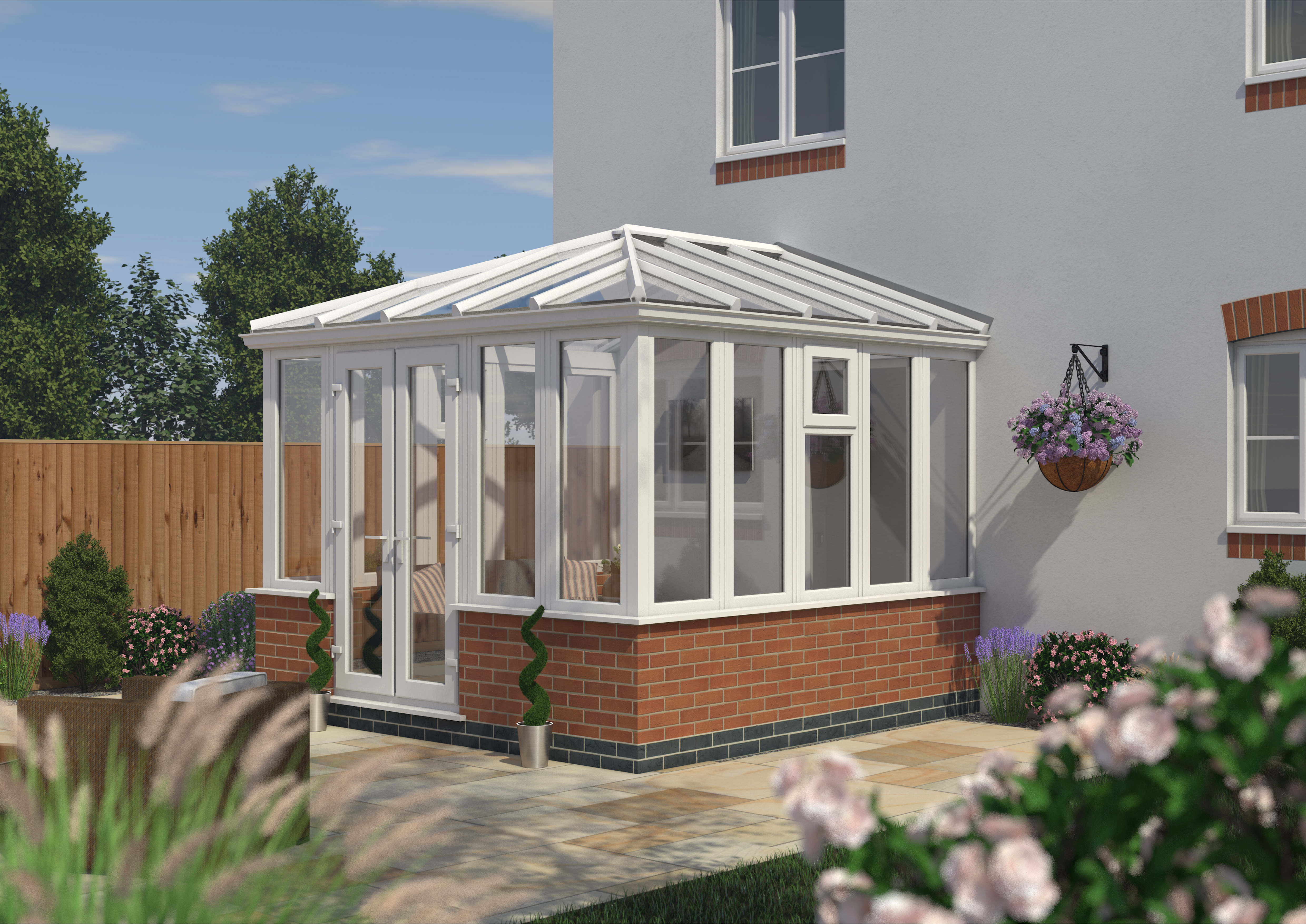 Image of Euramax Edwardian Conservatory Dwarf Wall - White - 12 ft x 8ft