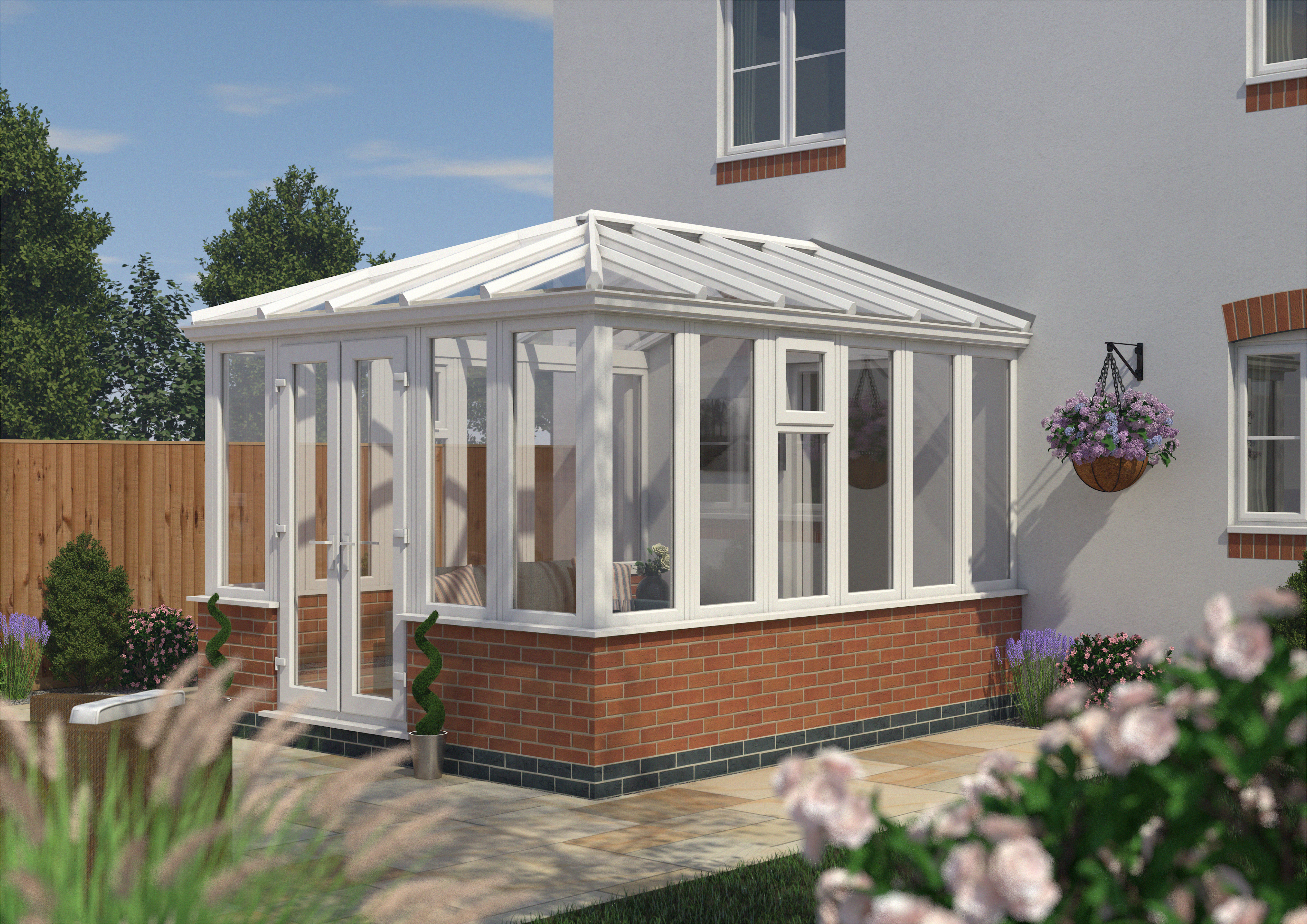 Image of Euramax Edwardian Conservatory Dwarf Wall - White - 14 ft x 10ft