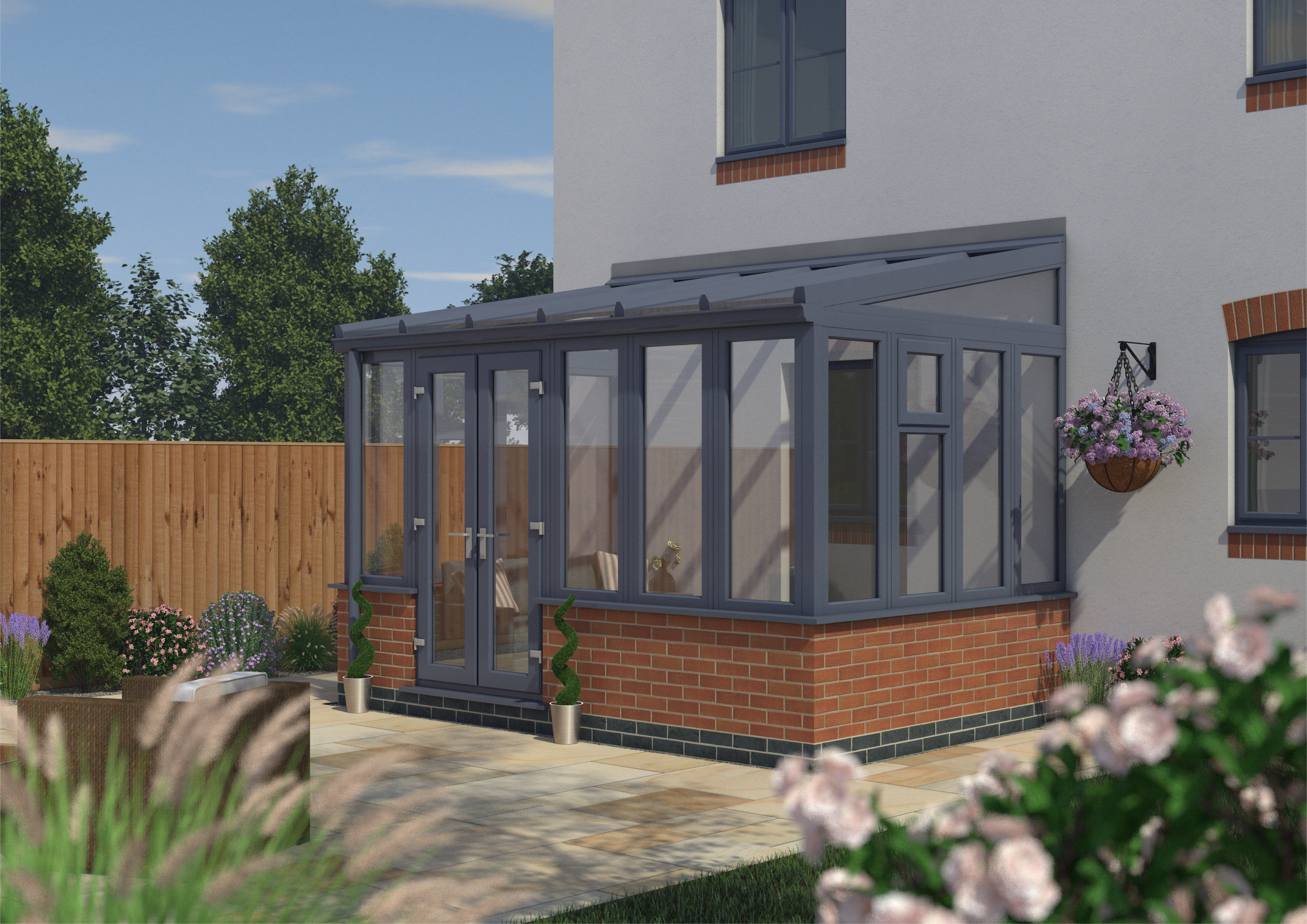 Euramax Lean To Conservatory Dwarf Wall - Anthracite Grey - 12 ft x 8ft