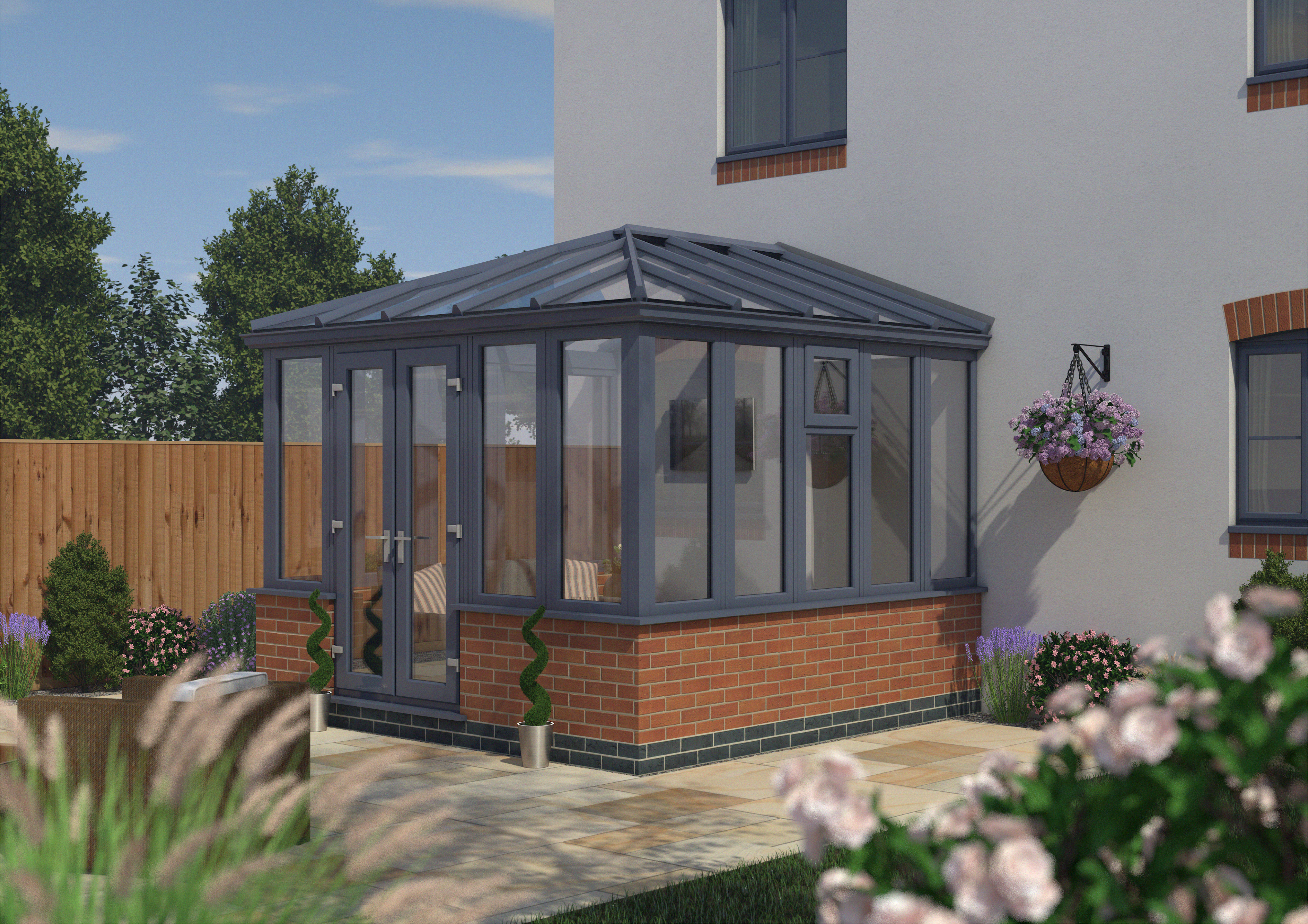 Image of Euramax Edwardian Conservatory Dwarf Wall - Anthracite Grey - 12 ft x 8ft