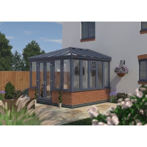Image of Euramax Edwardian Conservatory Dwarf Wall - Anthracite Grey - 12 ft x 8ft