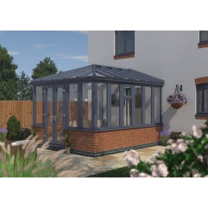 Image of Euramax Edwardian Conservatory Dwarf Wall - Anthracite Grey - 14 ft x 10ft