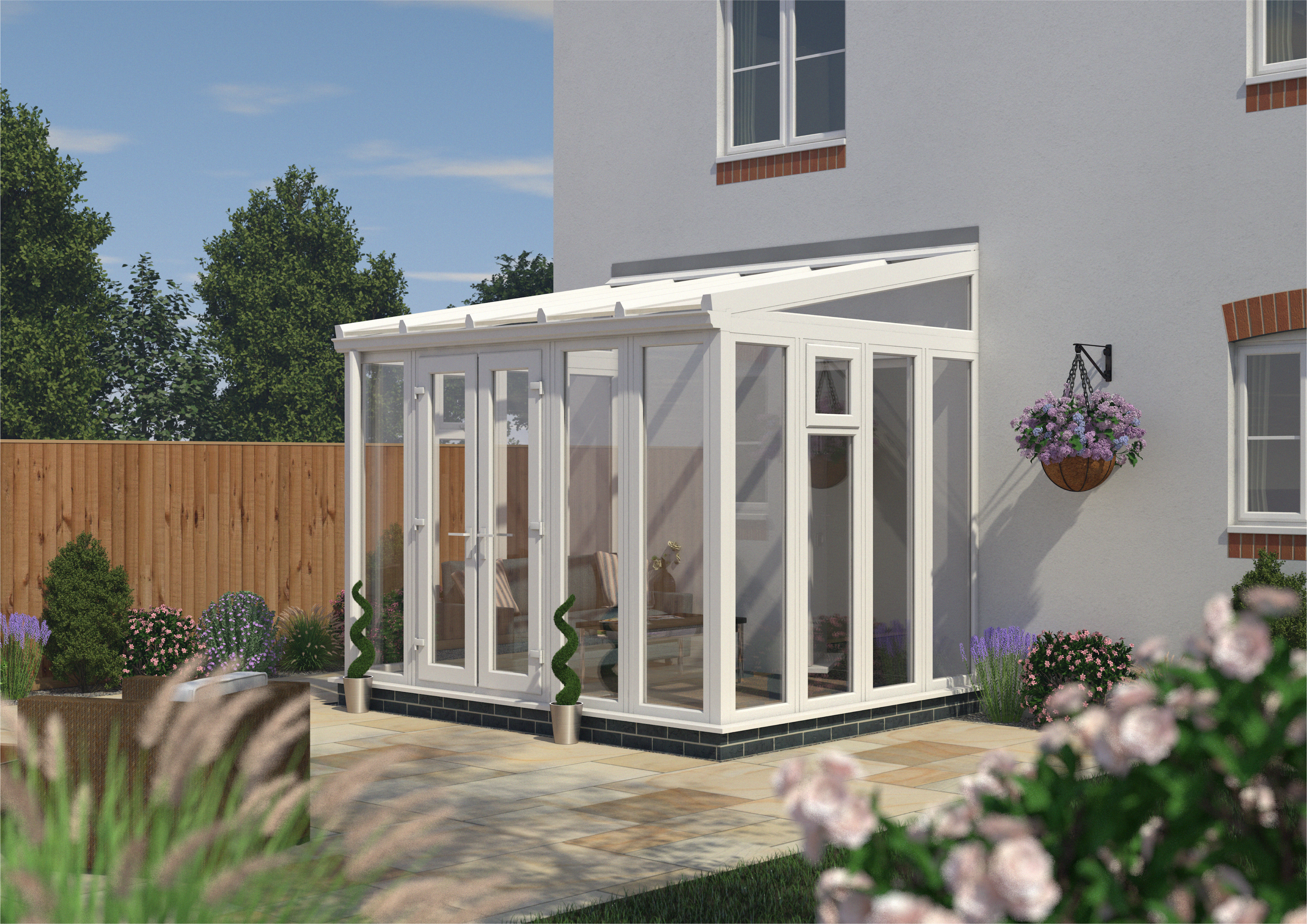 Image of Euramax Lean To Conservatory Full Height - White - 10 ft x 8ft