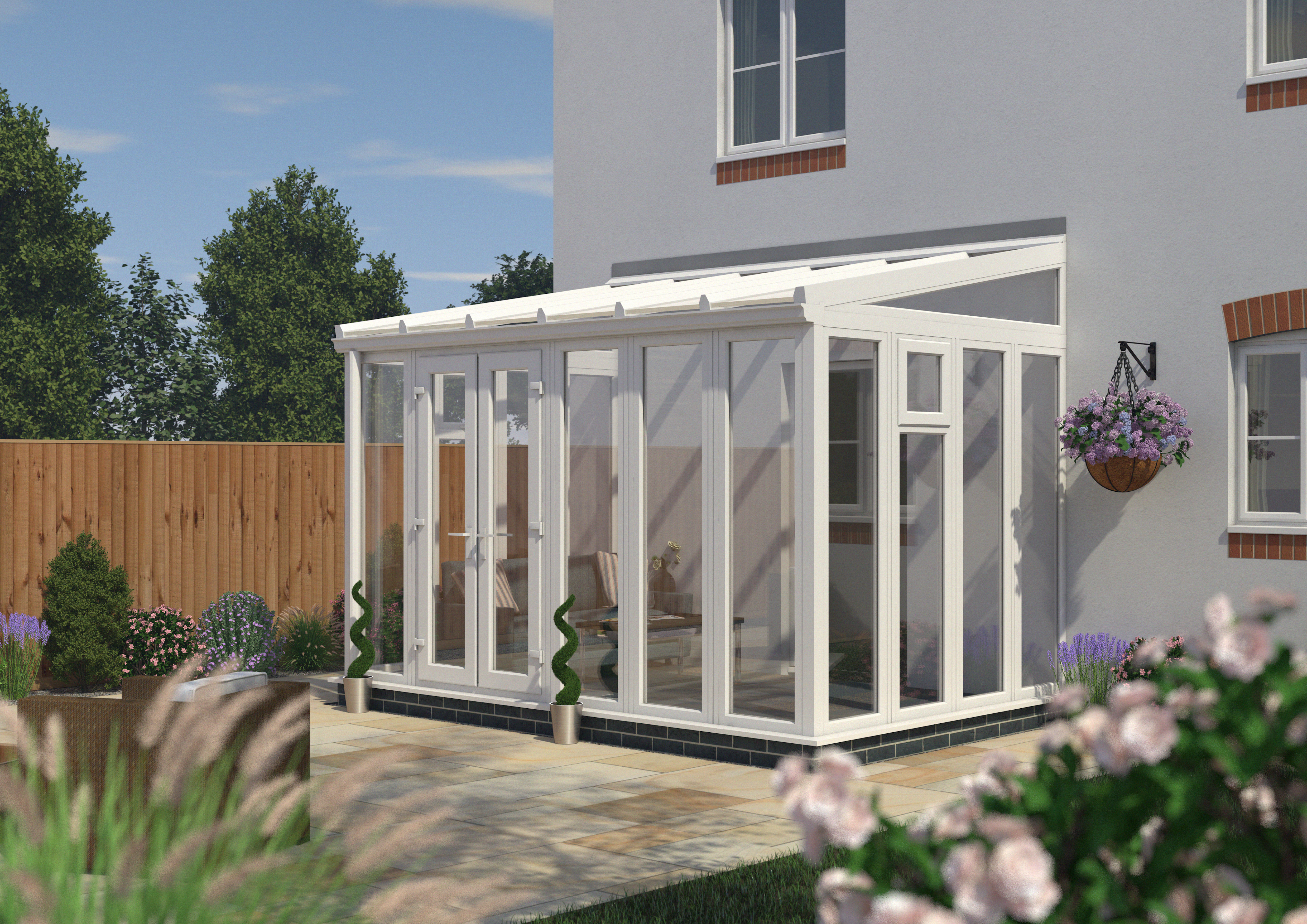 Image of Euramax Lean To Conservatory Full Height - White - 12 ft x 8ft