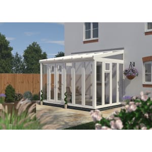 Image of Euramax Lean To Conservatory Full Height - White - 12 ft x 8ft