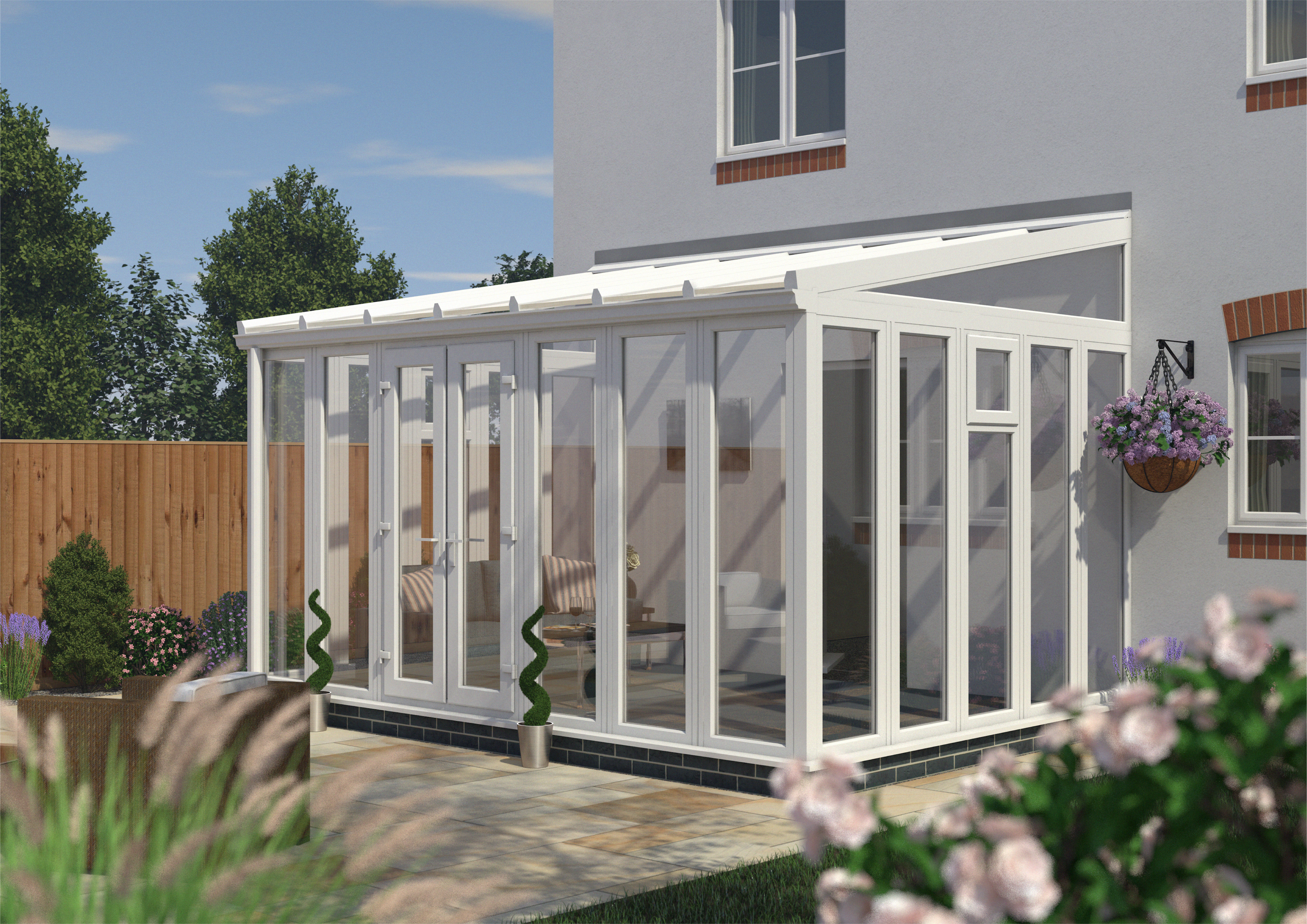 Image of Euramax Lean To Conservatory Full Height - White - 14 ft x 10ft