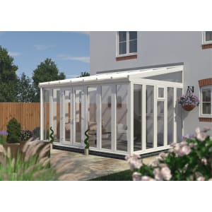 Image of Euramax Lean To Conservatory Full Height - White - 14 ft x 10ft