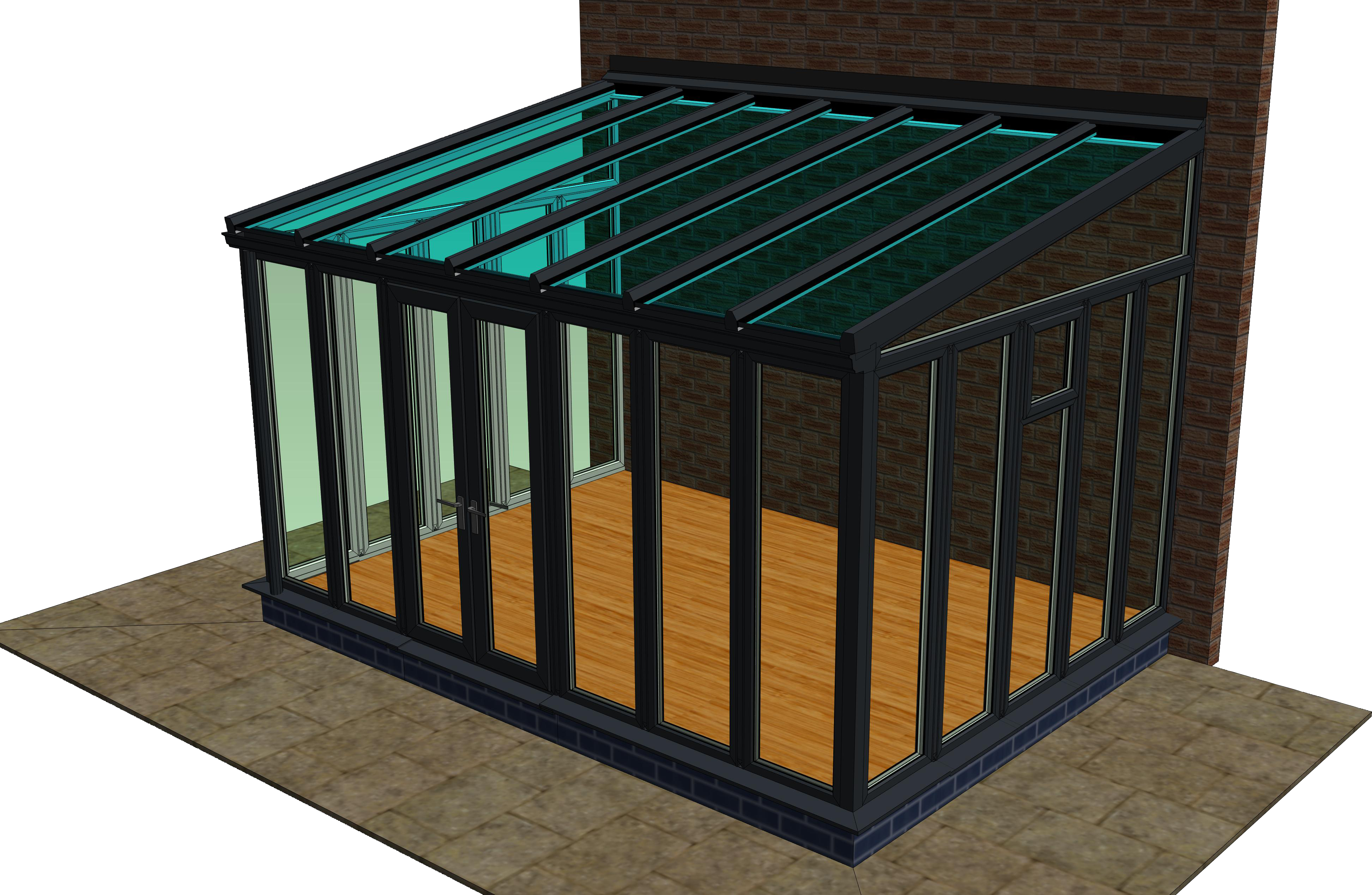 Image of Euramax Lean To Conservatory Full Height - Anthracite Grey - 14 ft x 10ft