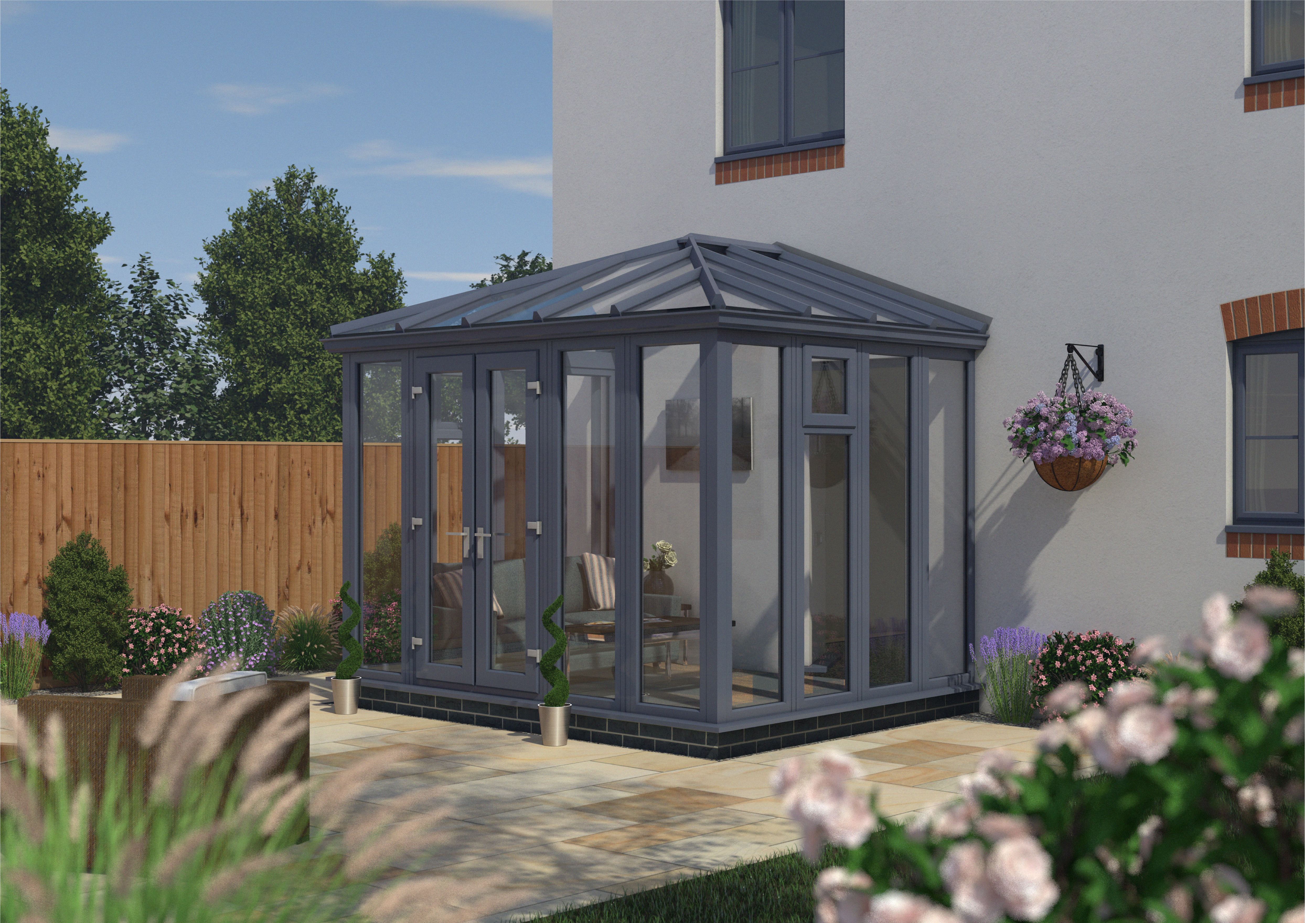 Image of Euramax Edwardian Conservatory Full Height - Anthracite Grey - 10 ft x 8ft