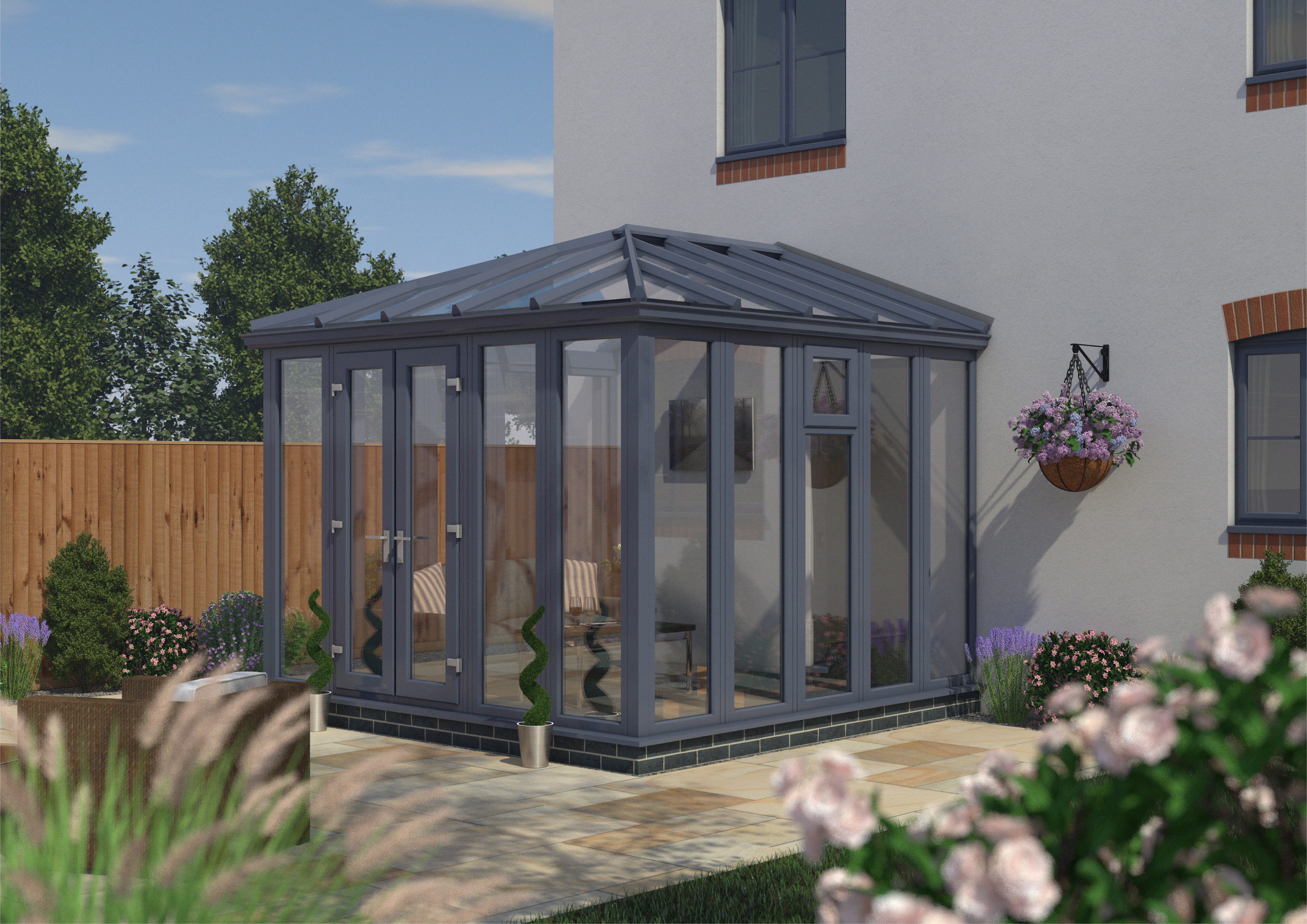 Image of Euramax Edwardian Conservatory Full Height - Anthracite Grey - 12 ft x 8ft