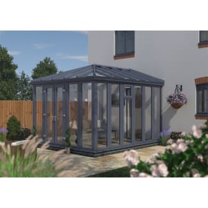 Image of Euramax Edwardian Conservatory Full Height - Anthracite Grey - 14 ft x 10ft