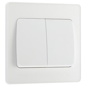 BG Evolve Pearlescent White 20A 16Ax Wide Rocker Double Light Switch - 2 Way