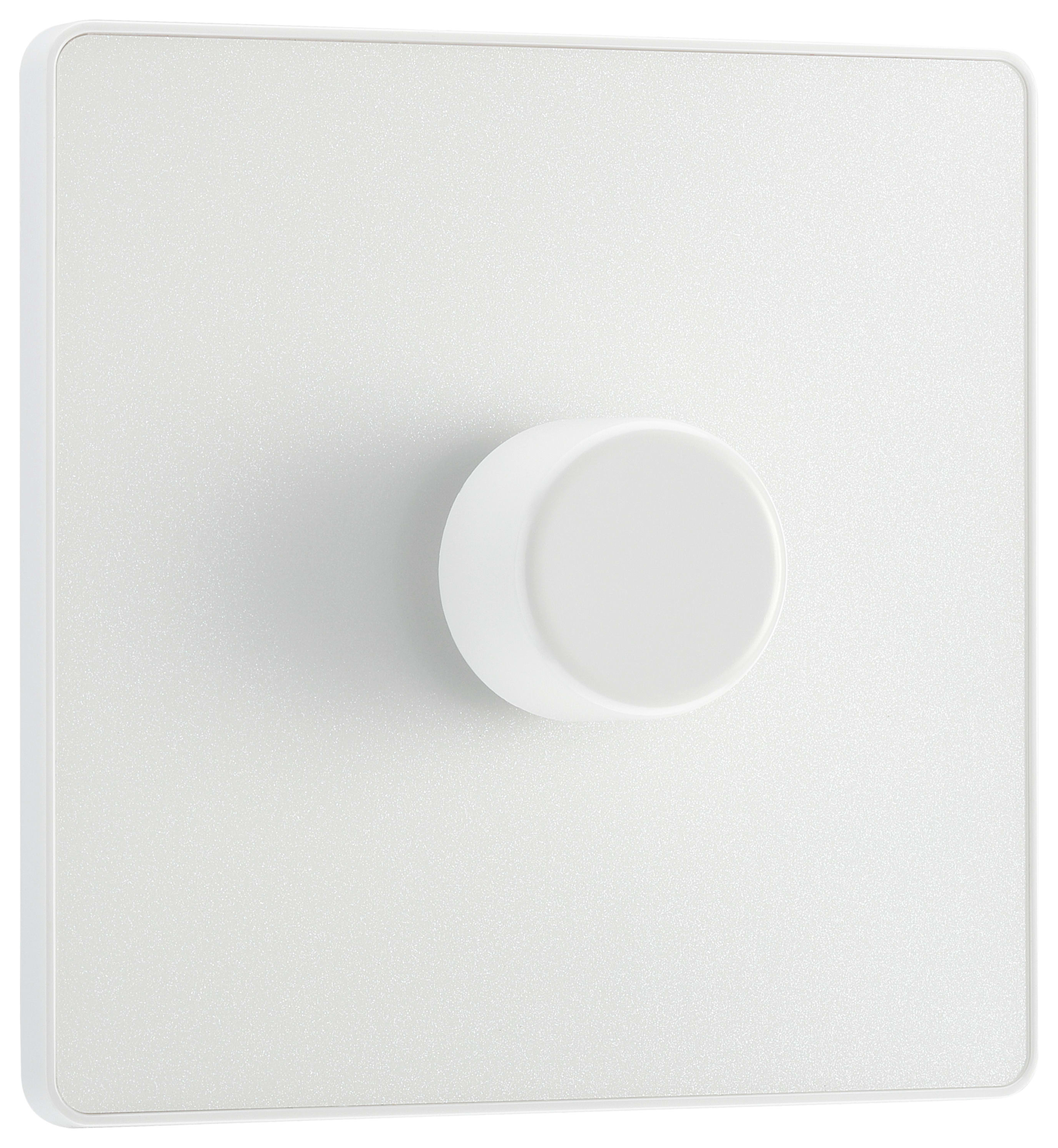 BG Evolve Trailing Edge Led 2 Way Push On / Off 200W Single Dimmer Switch - Pearlescent White