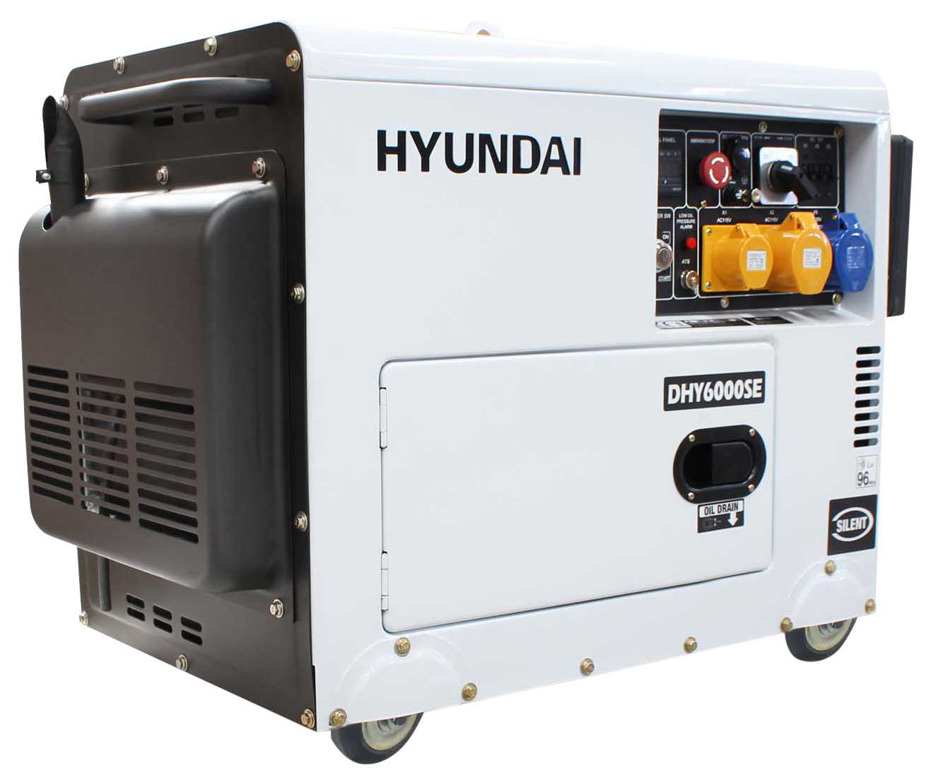 Hyundai DHY6000SE 5.2kW 115V/230V Silenced Air Cooled Diesel Generator - 5200W