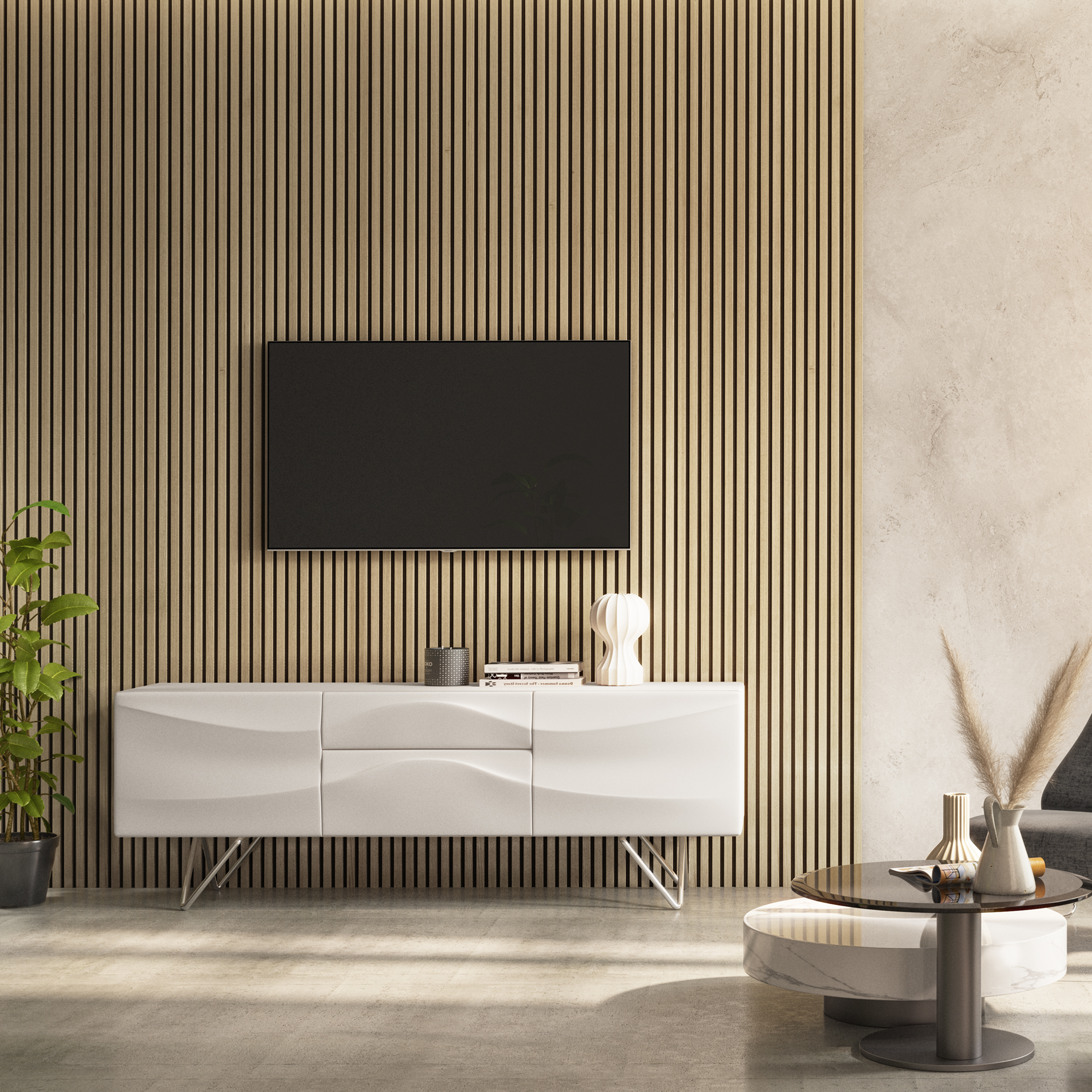 Acoustic Slat Wall Light Oak Wood Panel - 22 x 600 x 2400mm