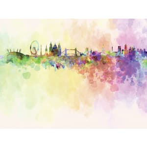 Image of Origin Murals Watercolour London Skyline Multi Wall Mural - 3 x 2.4m