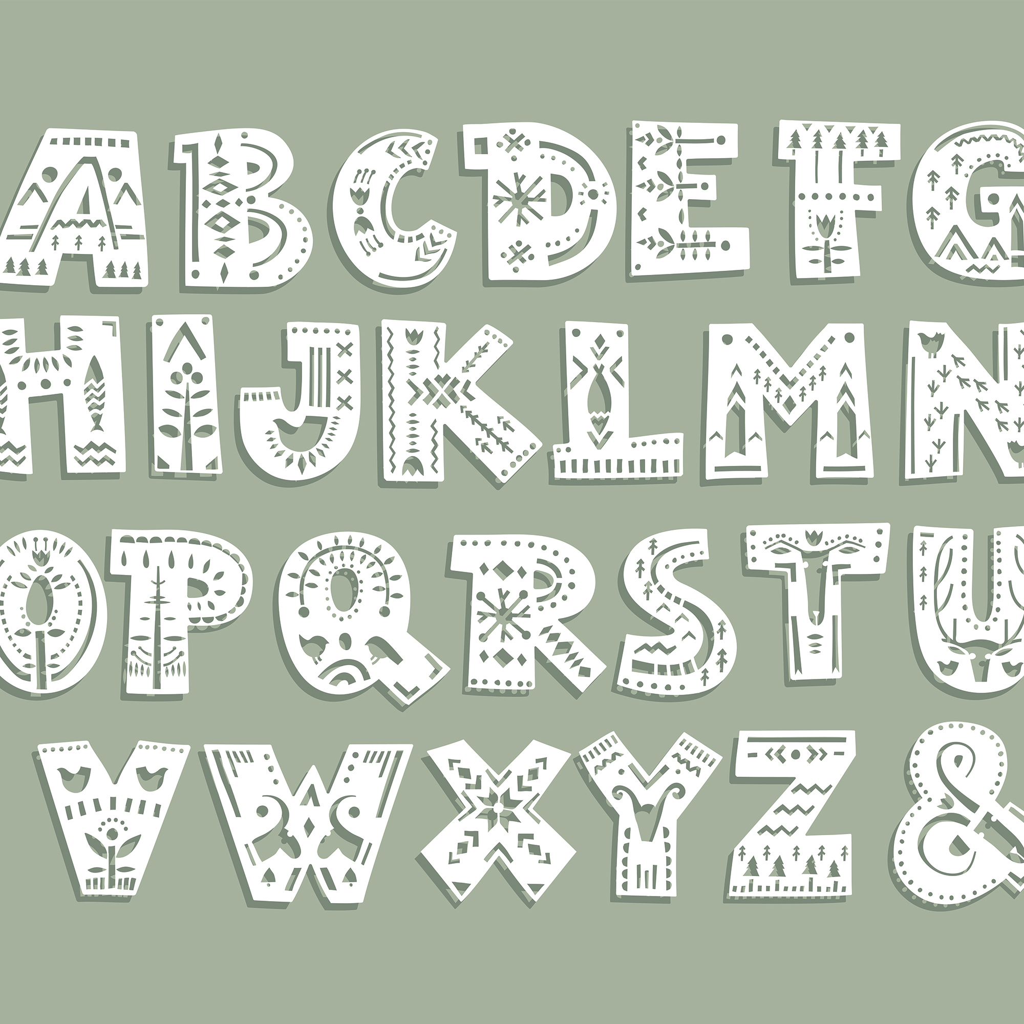 Origin Murals Alphabet Patterns Multi Wall Mural - 3.5 x 2.8m