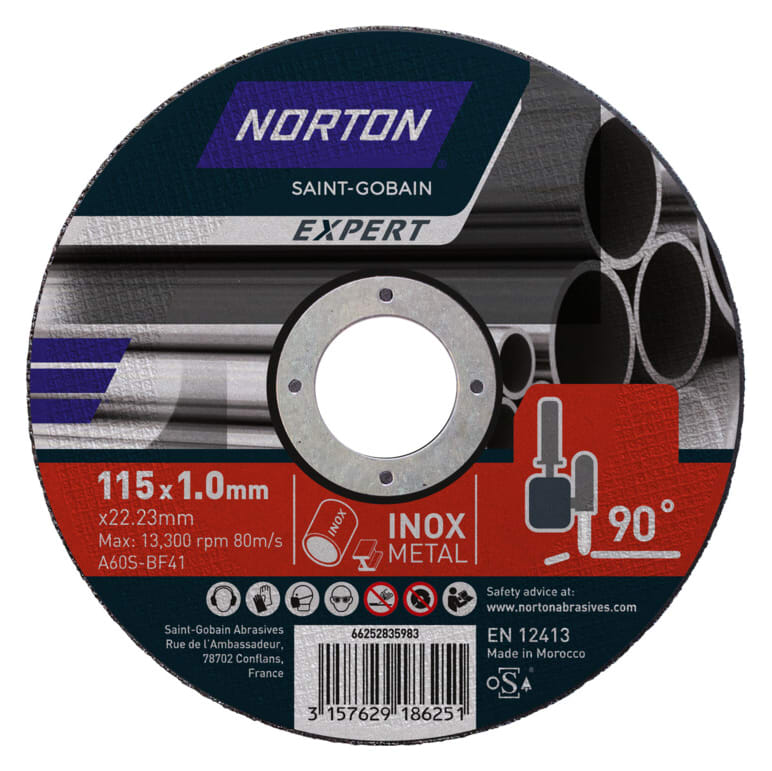 Norton Expert Metal / Inox Cutting Disc 115 x 1 x 22.23mm Wickes.co.uk