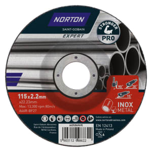 Norton Expert Steel & Inox Cutting/Grinding Disc - 115 x 2.2 x 22.23mm