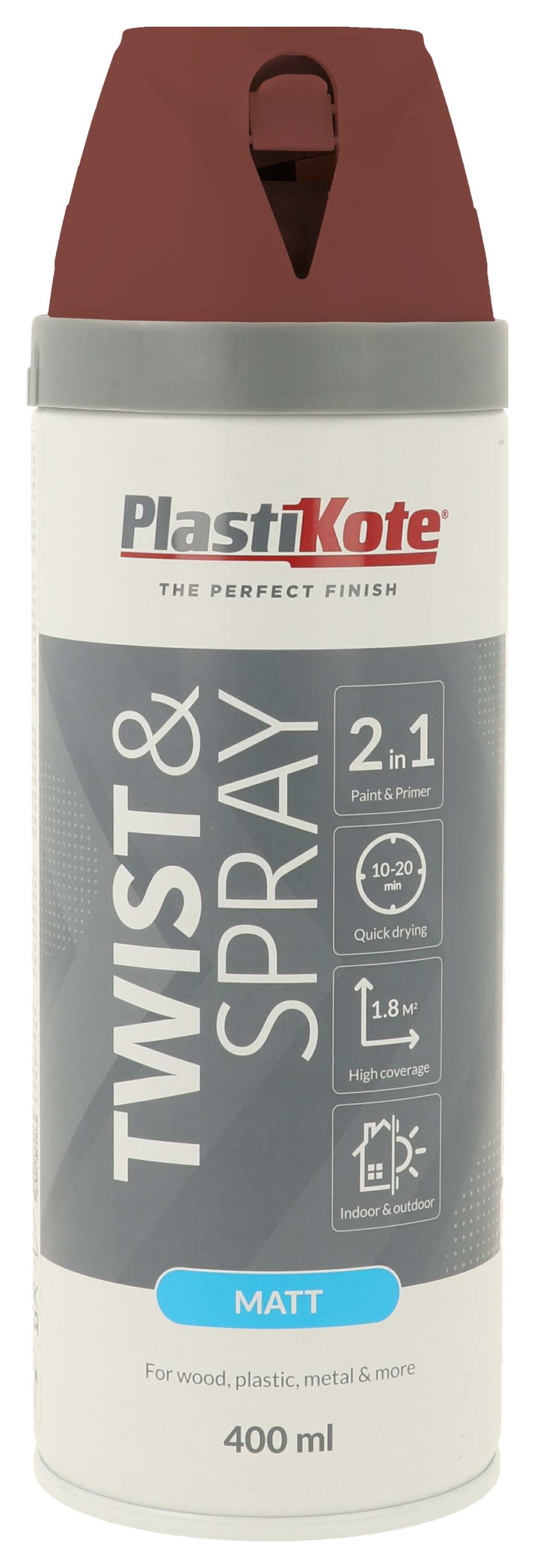 PlastiKote Pantile Red Twist & Spray 2 in 1 Spray Paint - 400ml
