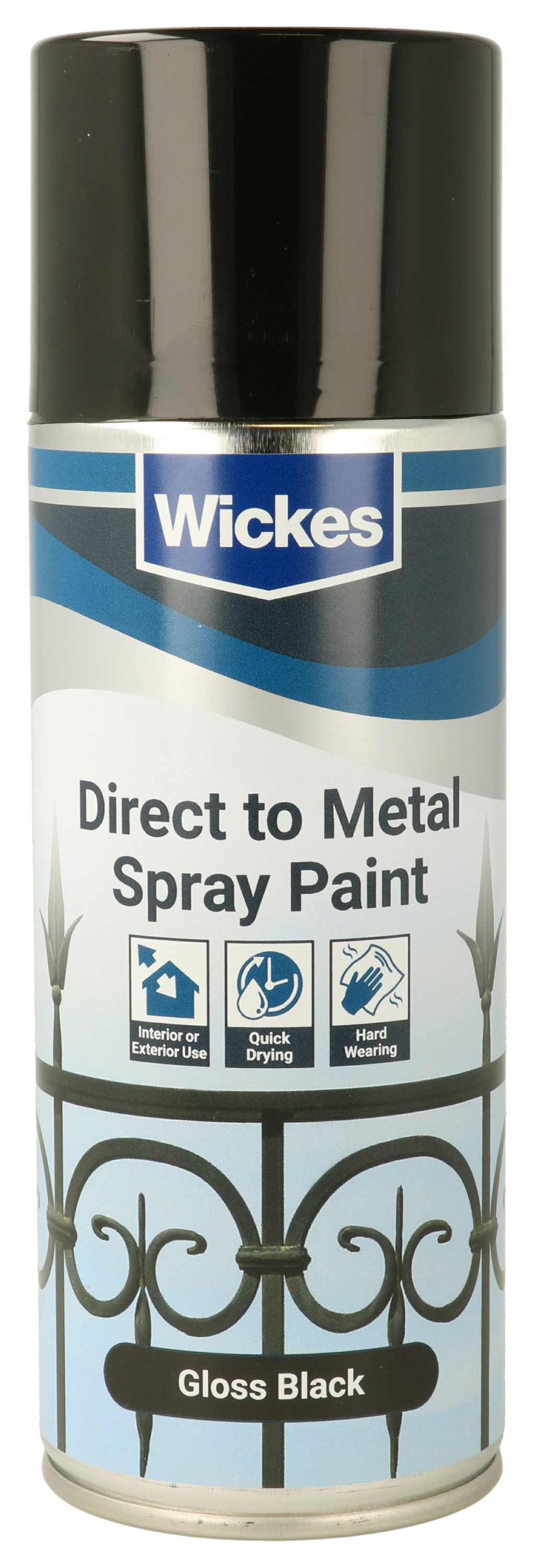 Wickes Gloss Black Direct to Metal Spray Paint - 400ml