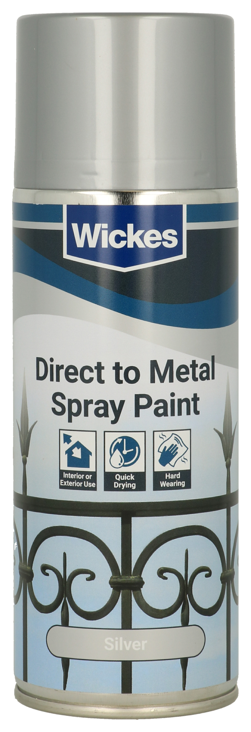 Wickes Direct to Metal Gloss Spray Paint - Silver - 400ml
