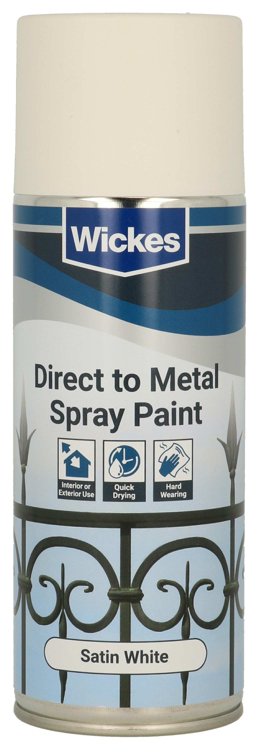 Wickes Direct to Metal Satin Spray Paint - White - 400ml