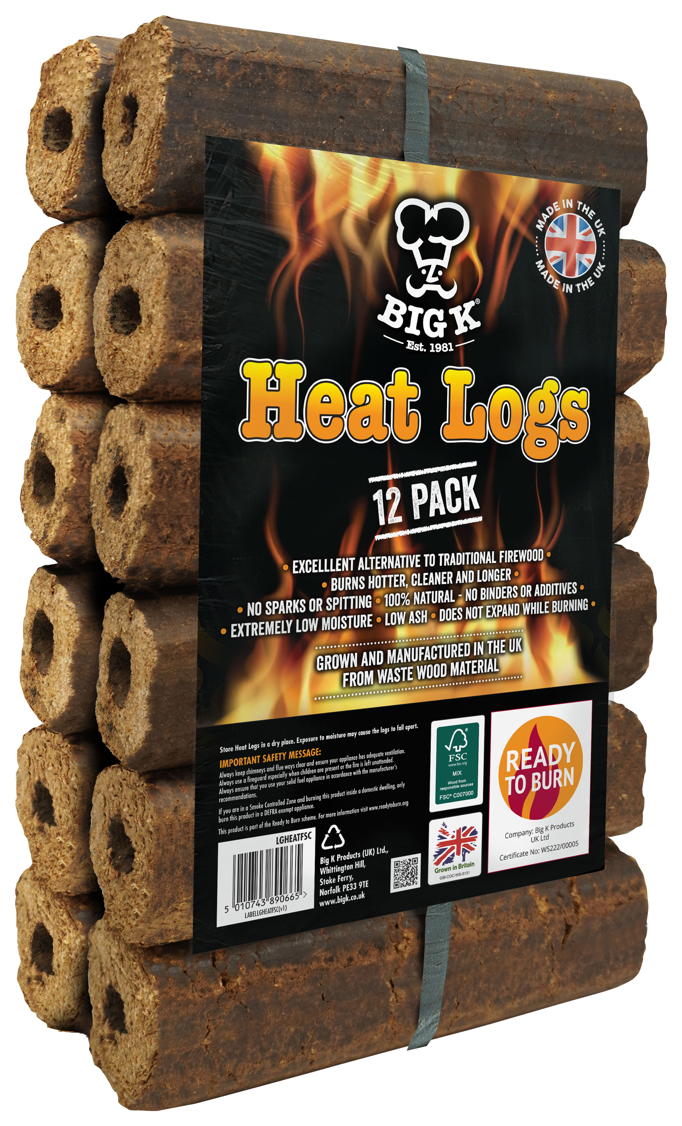 Big K Heat Logs - Pack of 12