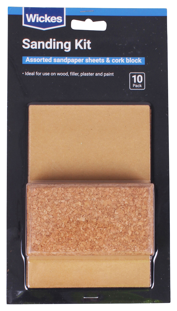 Wickes Sanding Block & Paper Assorted Sheets - Pack of 10
