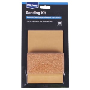 Wickes Sanding Block & Paper Assorted Sheets - Pack of 10