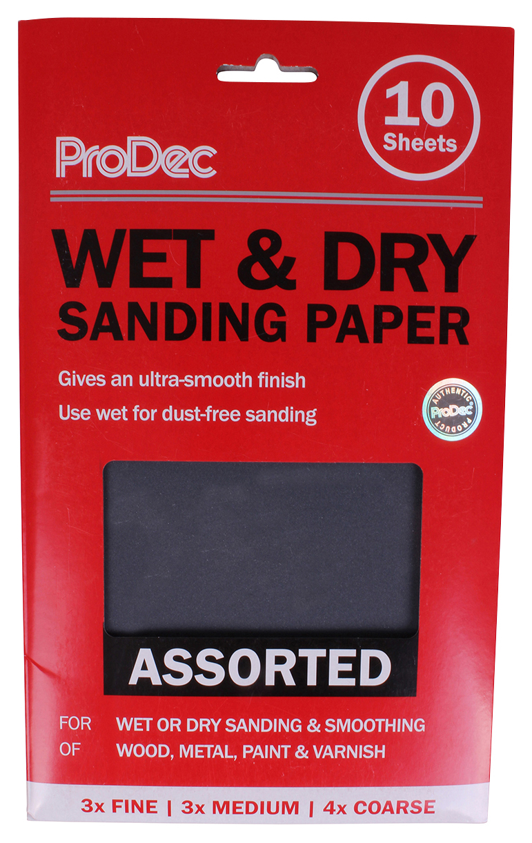 ProDec Half Size Assorted Wet & Dry Abrasive Paper - 230 x 140mm - Pack of 10