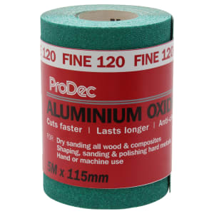 ProDec 120 Grit Aluminium Oxide Fine Sandpaper Roll - 5m