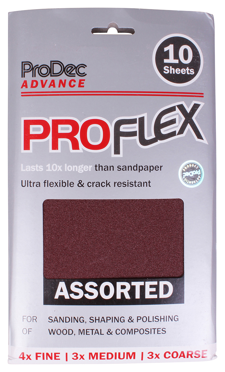 ProFlex Half Size Assorted Sandpaper - 230 x 140mm - Pack of 10