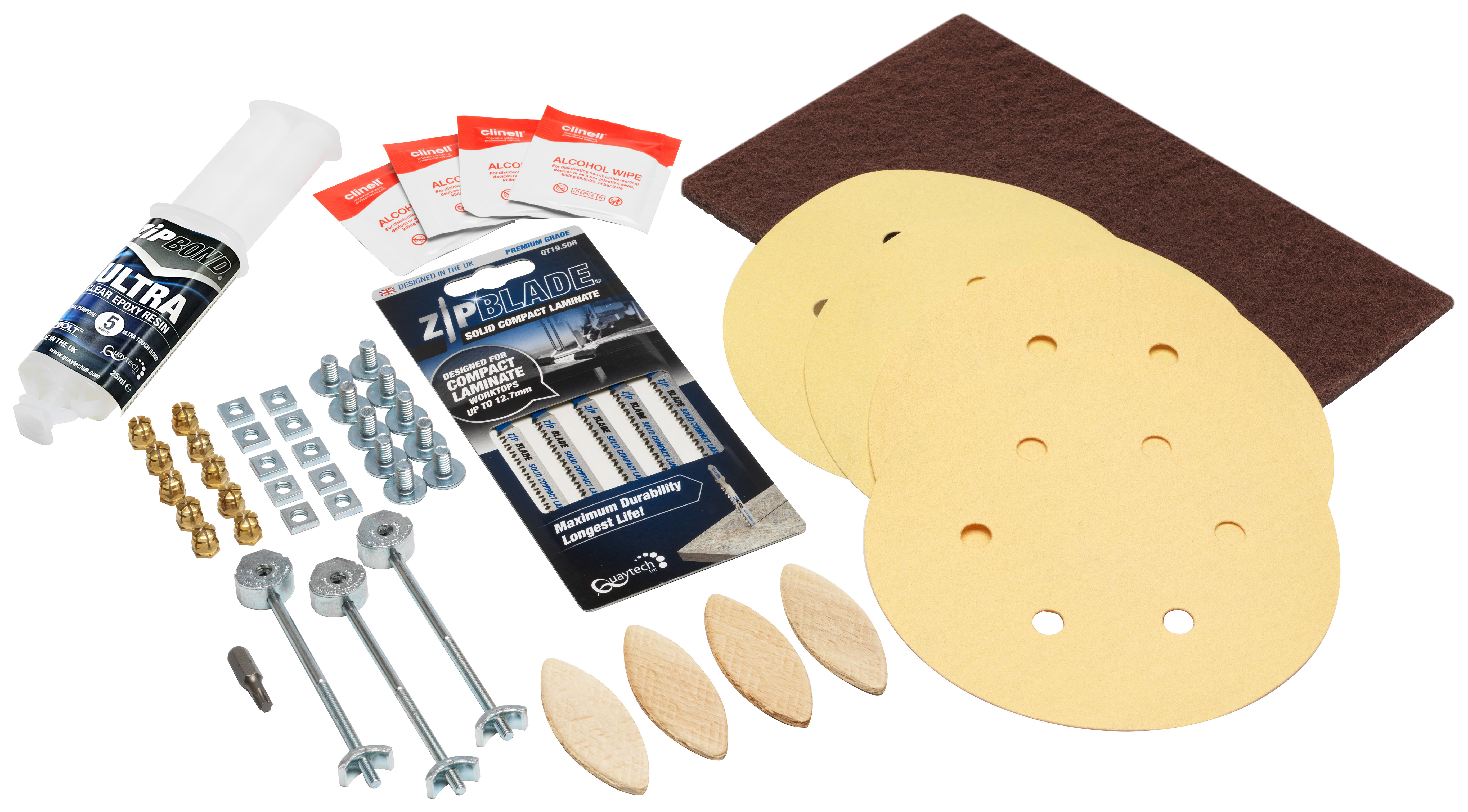 Zipbolt Ultimate Fixing Kit for Solid Compact Laminate Worktops