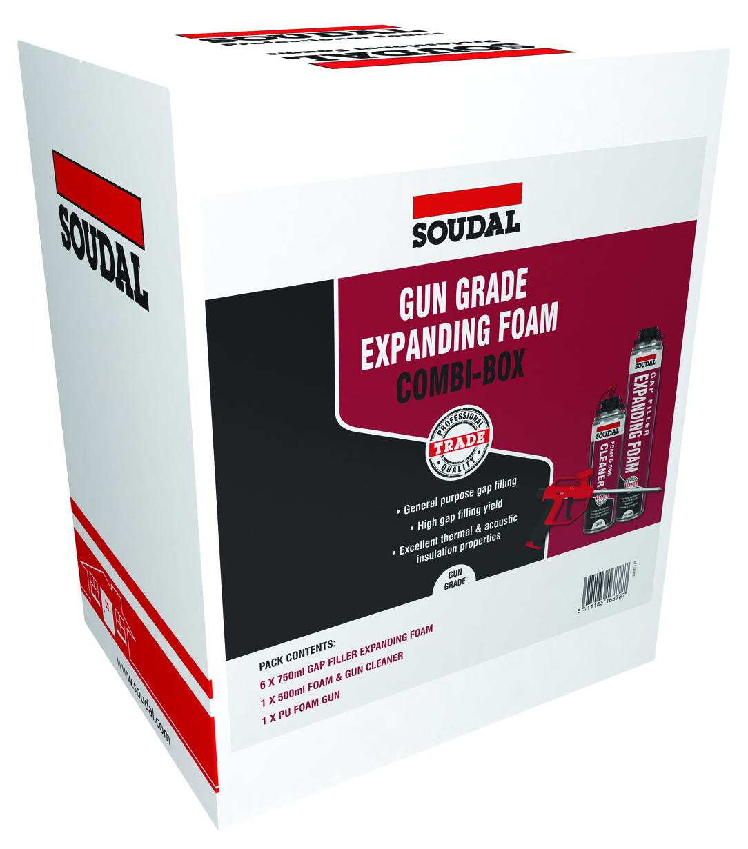 Soudal 750ml Gap Filler Expanding Foam Combi-Box - Pack of 6