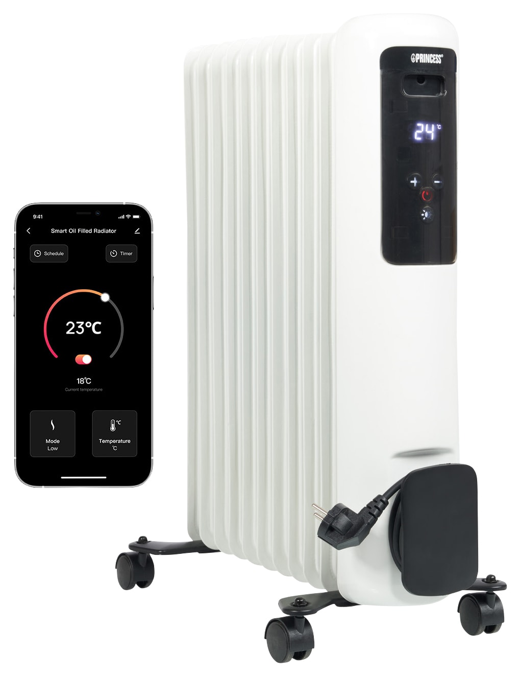 Princess White Oil Filled Smart Radiator 2000W Wickes.co.uk