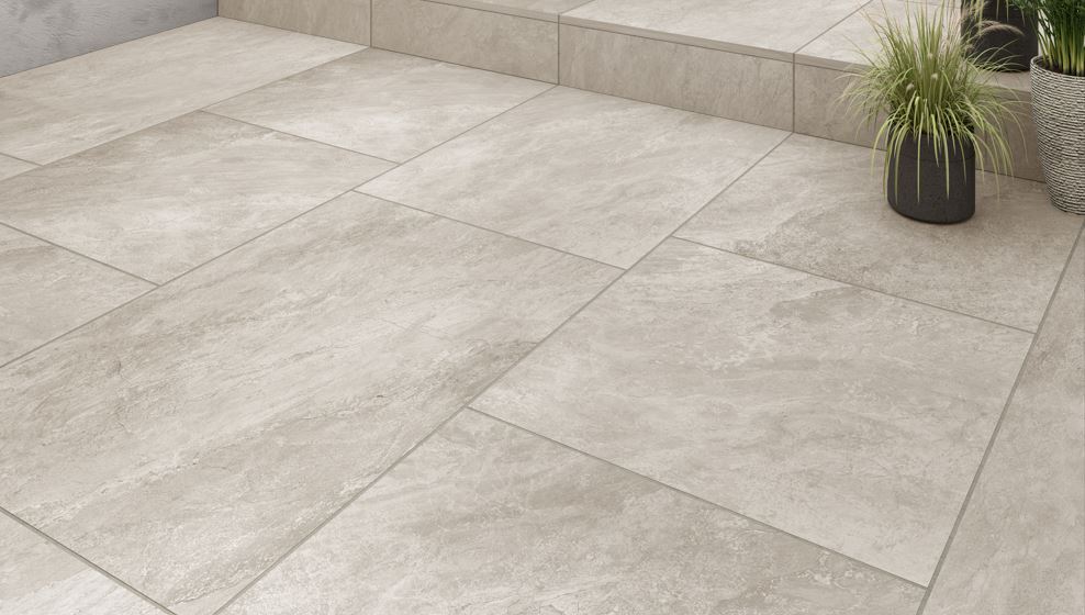 Image of Swinsty Beige Matt Outdoor Porcelain Paving Tile - 600 x 600 x 20mm - Pack of 2