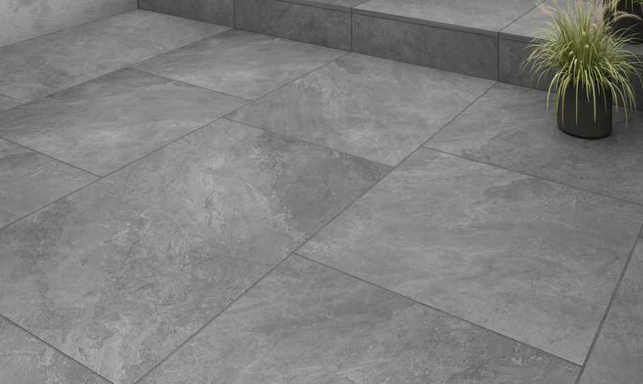 Image of Swinsty Light Grey Matt Outdoor Porcelain Paving Tile - 600 x 600 x 20mm - Pack of 2