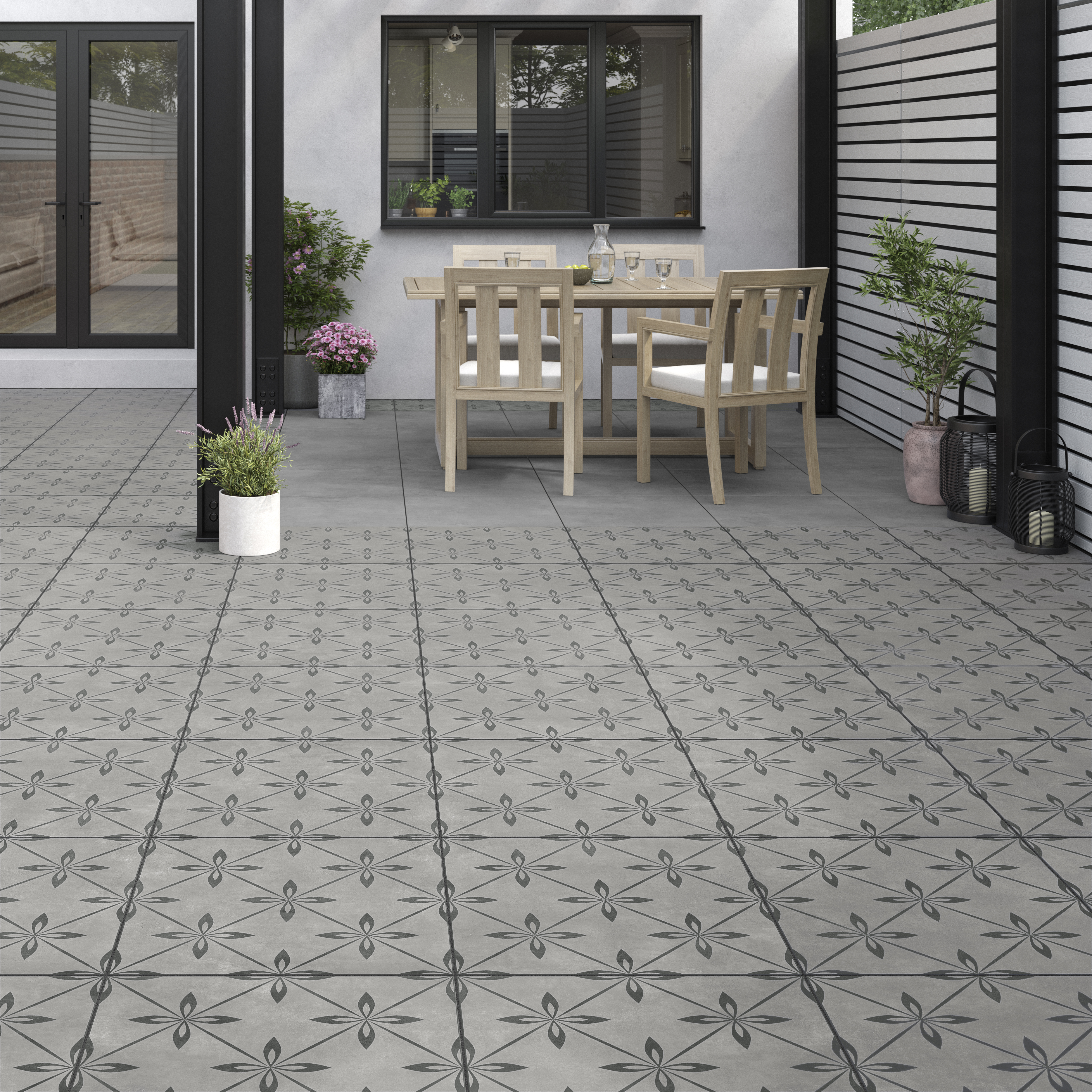 Image of Amberley Willow Grey Glazed Outdoor Porcelain Paving Tile - 600 x 600 x 20mm - Pack of 56