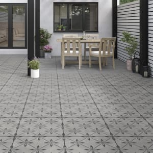 Amberley Willow Grey Glazed Outdoor Porcelain Paving Tile - 600 x 600 x 20mm - Pack of 56