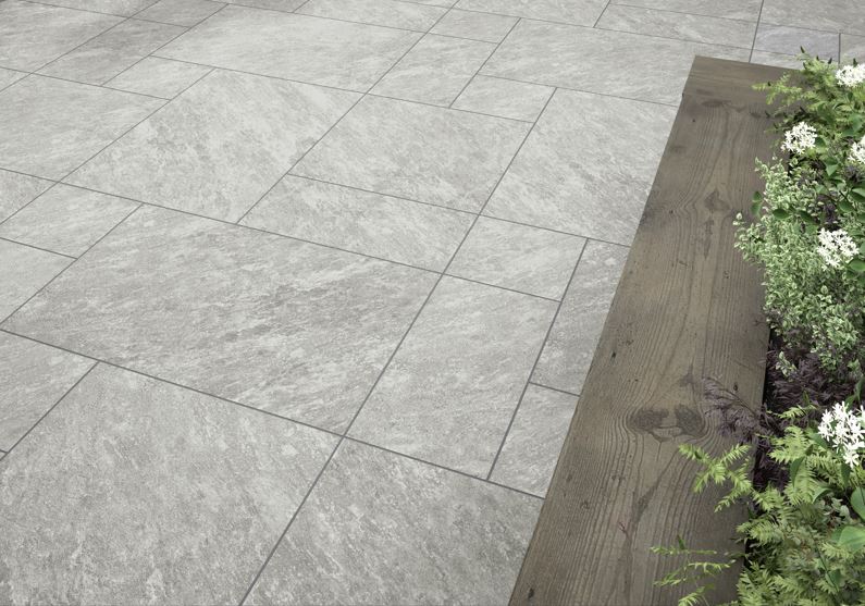 Image of Pitsford Light Grey Glazed Mixed Size Outdoor Porcelain Paving Tile - 21.06m² pack