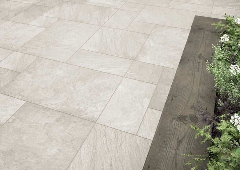 Image of Eccup White Glazed Mixed Size Outdoor Porcelain Paving Tile - 21.06 m² pack