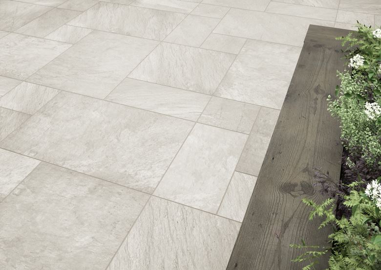 Eccup White Glazed Mixed Size Outdoor Porcelain Paving Tile - 21.06 m² pack