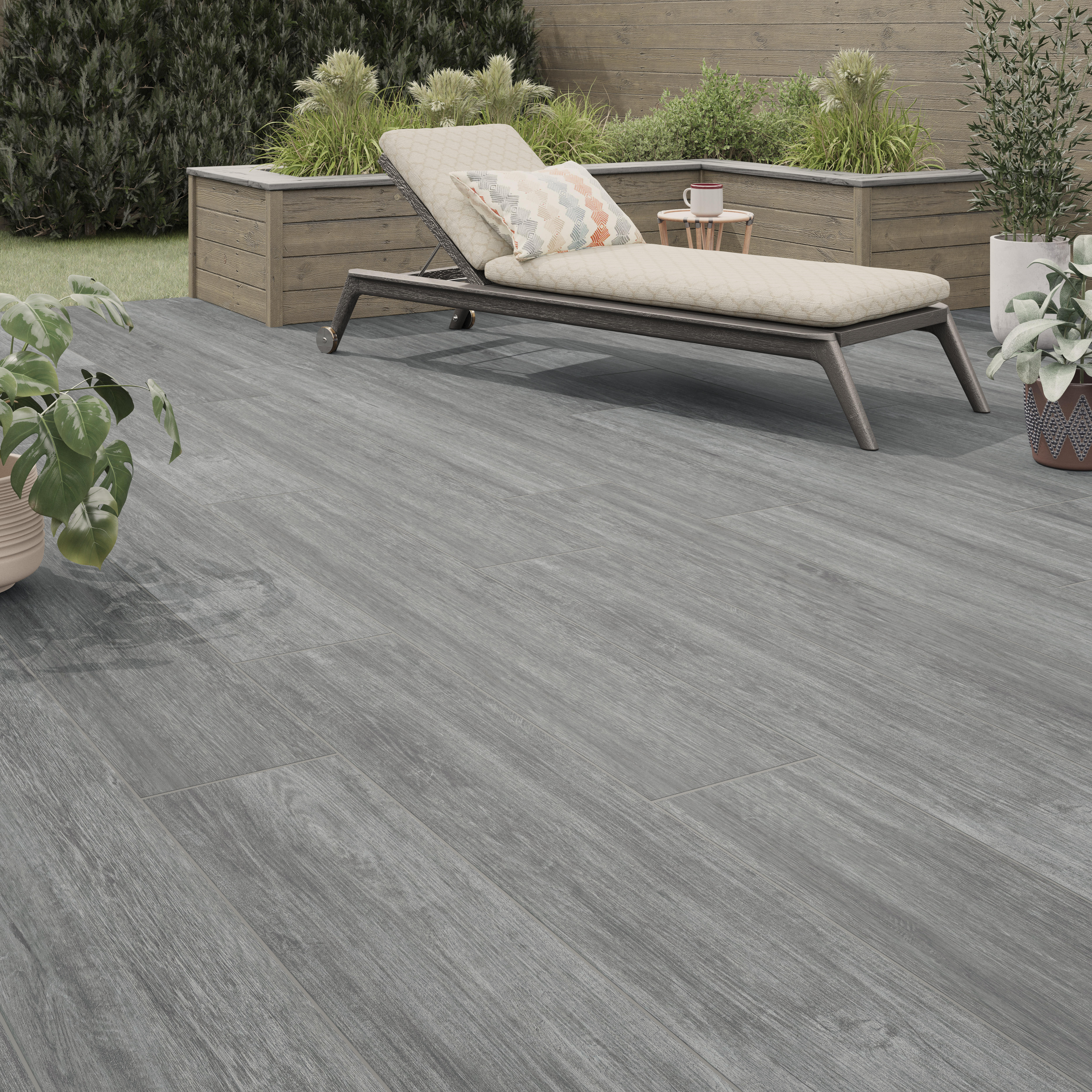 Image of Harting Grey Glazed Outdoor Porcelain Paving Tile - 300 x 1200 x 20mm - Pack of 40